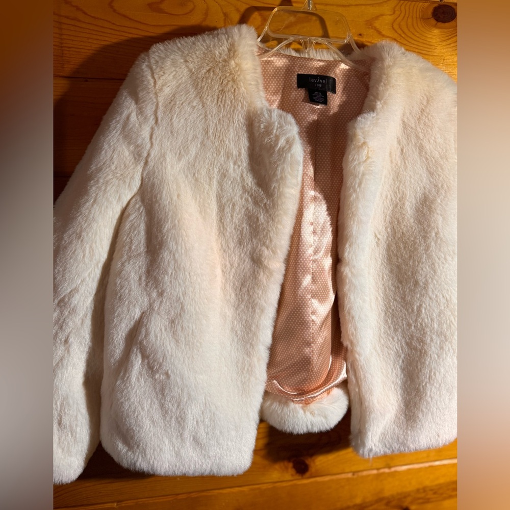 Ivory Faux Fur Jacket by Levyvel. Warm and Soft as a Bunny!